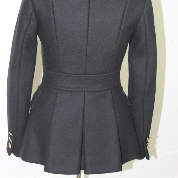 REDUCED Elisabetta Franchi Black VIRGIN WOOL PLEATED UTILITY Jacket Coat XS US 2 - Picture 2 of 11